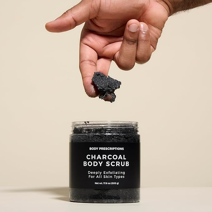 Body Prescription Deep Exfoliating Body Scrub - Cruelty-Free Formula for All Skin Types, 17.64 Ounce (Pack of 1), Charcoal