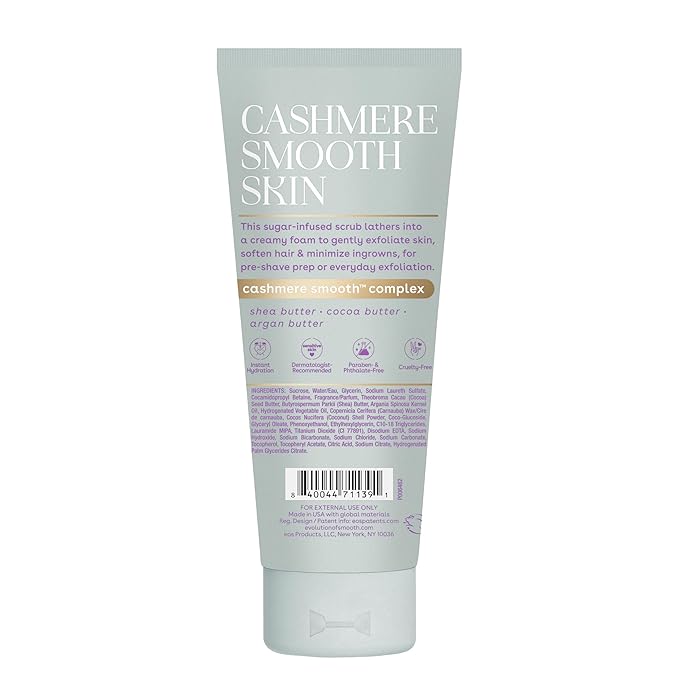 eos Cashmere Skin Collection Pre-Shave Scrub- Vanilla Cashmere Scented, Exfoliating Body Scrub, 7 fl oz