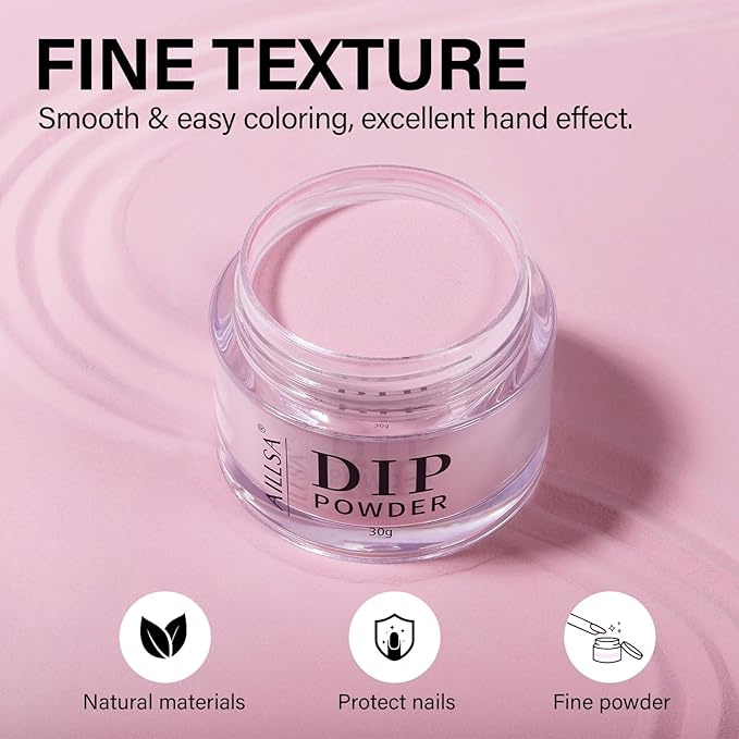 AILLSA Nail Dip Powder Sheer Pink Nail Dipping Powder Translucent Jelly Nude Pink Dip Powder Colors for Nail Art French Manicure at Home Easy to Use Neutral Dip Powder for Valentine's Day Gift (1 Oz)