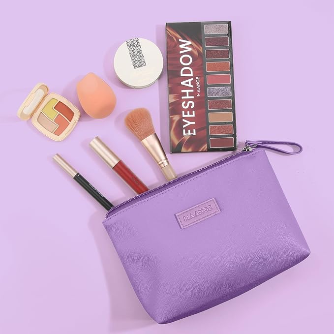 Cosmetic Bags for Women Small Makeup Bag for Purse Pu Leather Makeup Pouch Travel Makeup Bag with Zipper Make Up Bag for Travelling