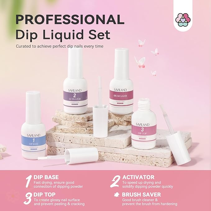SAVILAND Dip Powder Nail Kit with Drill - 20 Colors Summer Dip Nails Powder Starter Kit with Everything Dip Liquid Set Dipping System Base Top Coat Activator for Dip Manicure Art Salon DIY
