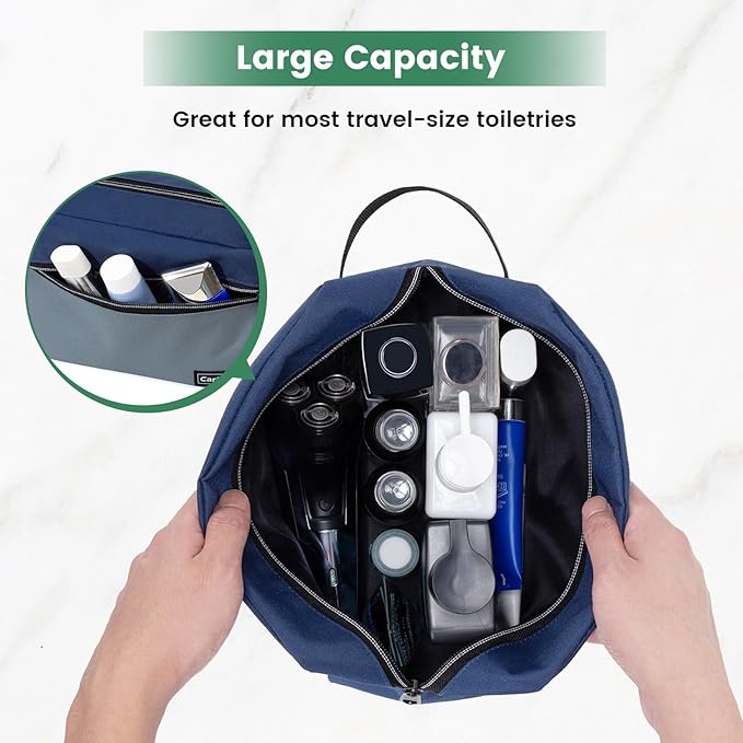 Travel Toiletry Bag - Small Toiletry Bag for Men Skincare Bag Doop Kit for Toiletries Accessories Gifts - Navy Blue