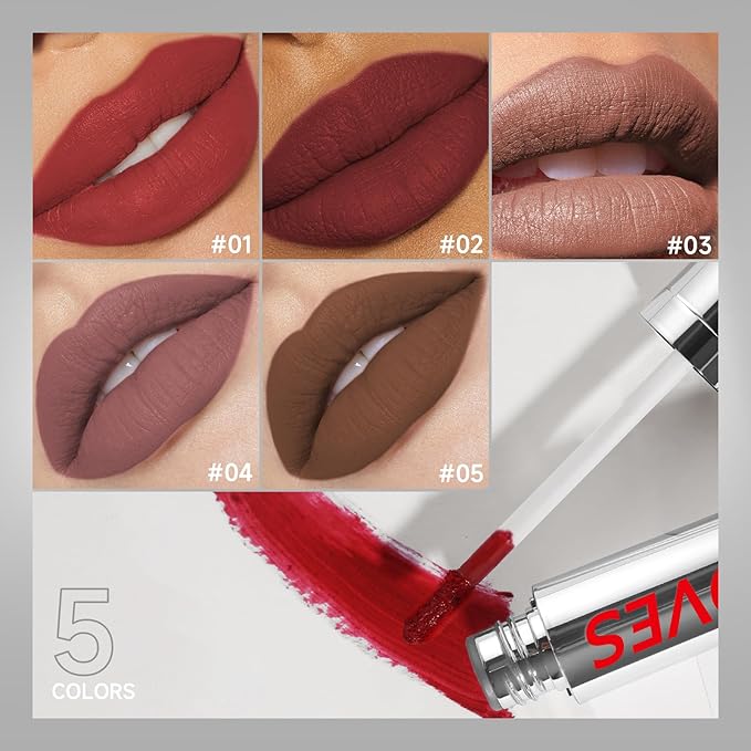 AKARY Matte Liquid Lipstick for Women Girls, Silk Finish Highly Pigmented Color Lip Gloss with Beeswax, Lightweight Hydrating Velvety Silky Smooth Lip Makeup, Non-Stick Cup Smudge-proof Lip Gloss-02