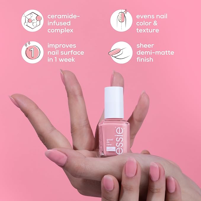 essie Nail Care, Ceramide-Infused Nail Treatment, Vegan, Good As New Concealer & Perfector, 0.46 Fl Oz
