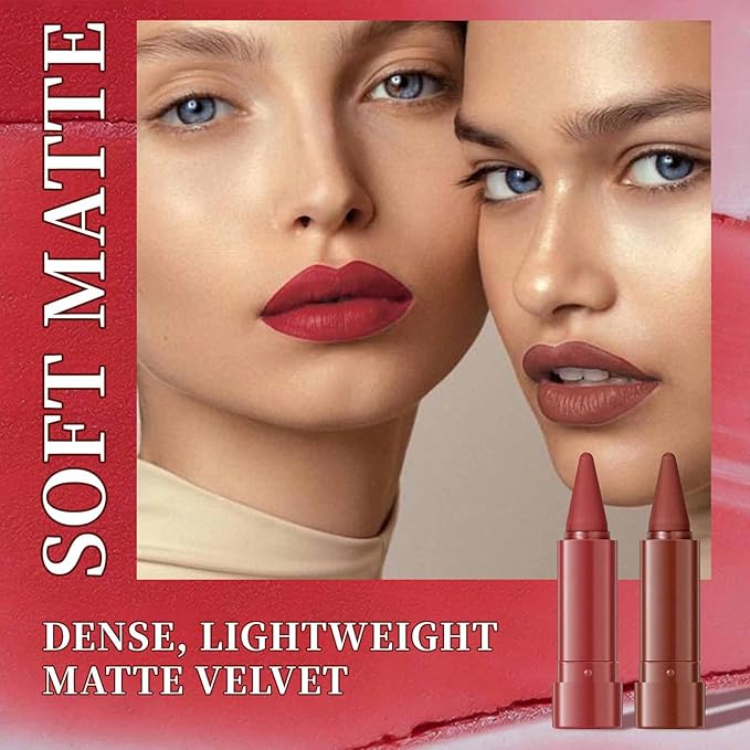 6Pcs 2 in 1 Matte Lip Liner and Lipstick Combo Set,Longwear No-Budge Multi-Purpose Long Lasting Waterproof Smudge-Proof Lipstick for Women