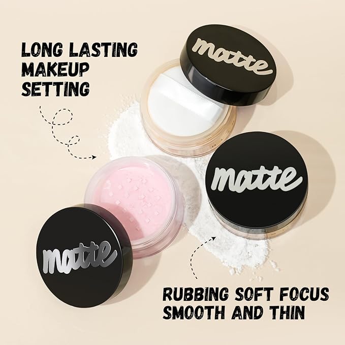 Face Loose Setting Powder, Translucent Long-lasting Waterproof Concealer Powder Light Breathable Oil-controlling, Smooth Matte Finish for Daily Face Makeup (02# Pink, 0.21 oz)