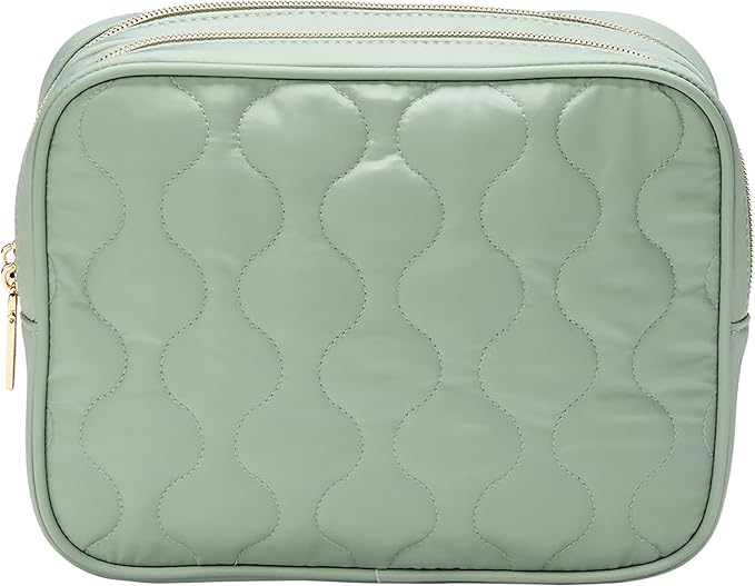 Conair Double Zip Toiletry Travel Bag-Makeup Organizer, Sage Green, 1 Count (Pack of 1)