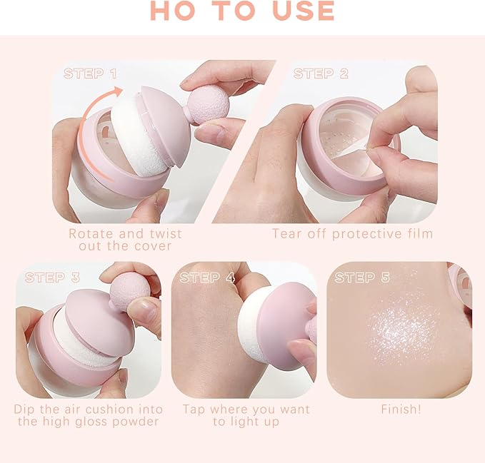 Highlighter Makeup Powder, Body Shimmer Sparkle Face Highlighter Powder ball, High Gloss Shiny Illuminator Cosmetic for Christmas Party Rave, Multi-Use Diamond Glitter Makeup Gift for Women01#