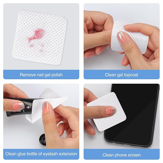 1080 PCS Lint Free Nail Wipes, Eyelash Extension Wipes, Super Absorbent Soft Non-Woven with a Pump Dispenser Bottle Disposable Nail Polish Remover for Polish Clean Acrylic Nails Remover, White
