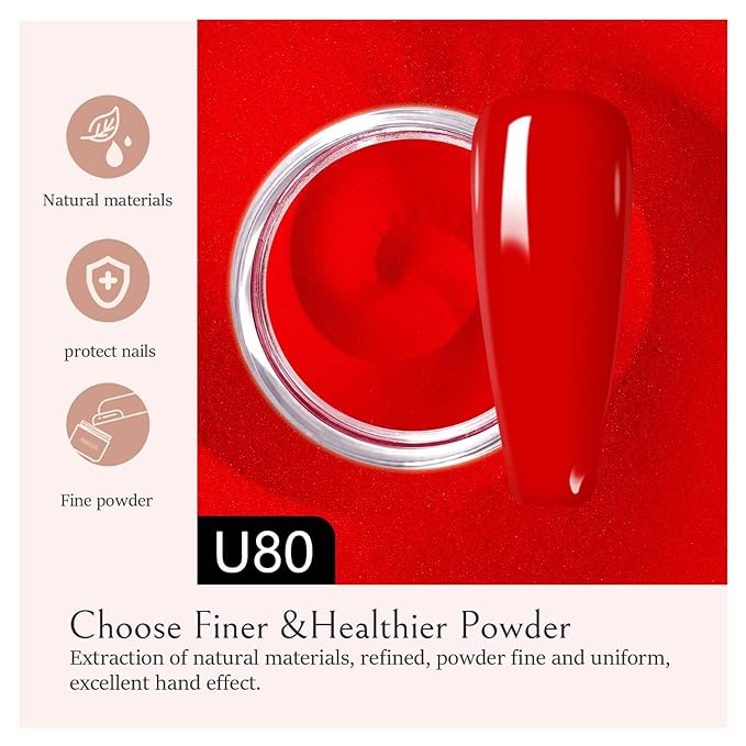 AILLSA Classic Red Dip Powder for Valentine's Day, 1 Oz Nail Art for Starter Manicure Salon DIY at Home, Fall Winter Colors Long Lasting French Manicure