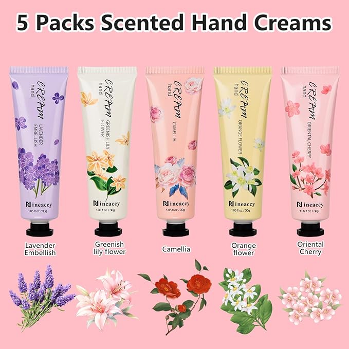 Hand Cream Vegan Friendly,5 x 30ml, Pack of 5,for Dry Cracked Hands,Daily Moisturising hand Lotion gift set,Mothers Day gifts for women