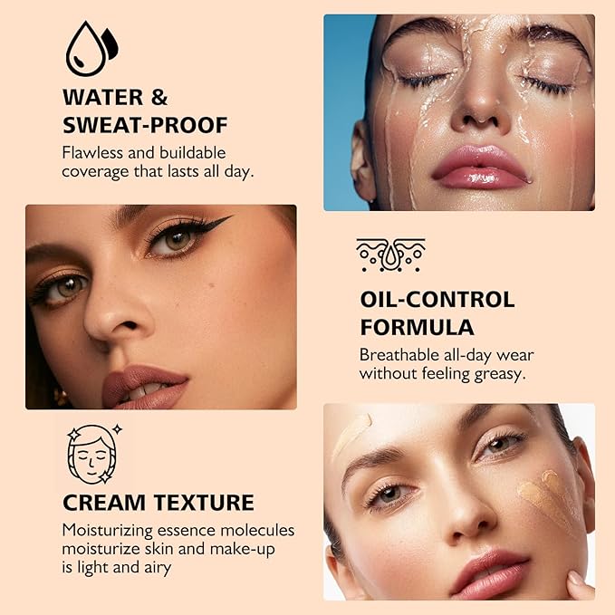Supreme Creme All-Over Complexion Perfector - Long Lasting Supreme Cream Body Perfector - Waterproof Transfer-Resistant Skin Tint CC Cream Foundation, Hydrating Concealer Shines Natural Beauty (2PC)