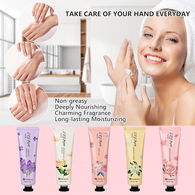 Hand Cream Vegan Friendly,5 x 30ml, Pack of 5,for Dry Cracked Hands,Daily Moisturising hand Lotion gift set,Mothers Day gifts for women