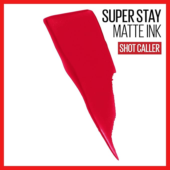 MAYBELLINE Super Stay Matte Ink Liquid Lipstick Bundle - Shot Caller Bright Pinky Red & Exhilarator Ruby Red