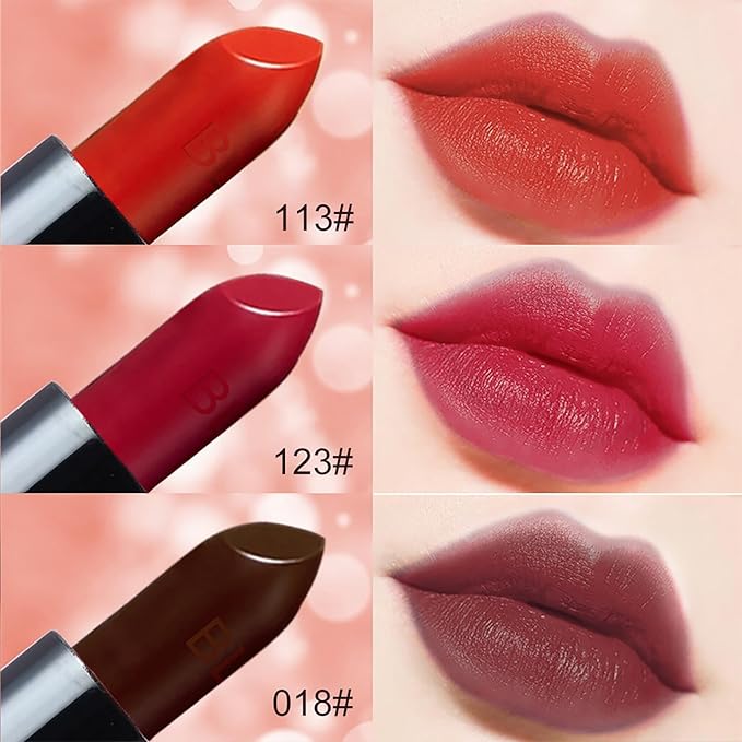 BLUE LOVE Lustrous Lipstick - Long-Lasting Moisturizing Red & Black Lip Stick for Women | Non-Greasy Formula for Soft, Hydrated Lips (018#Iced Rose)