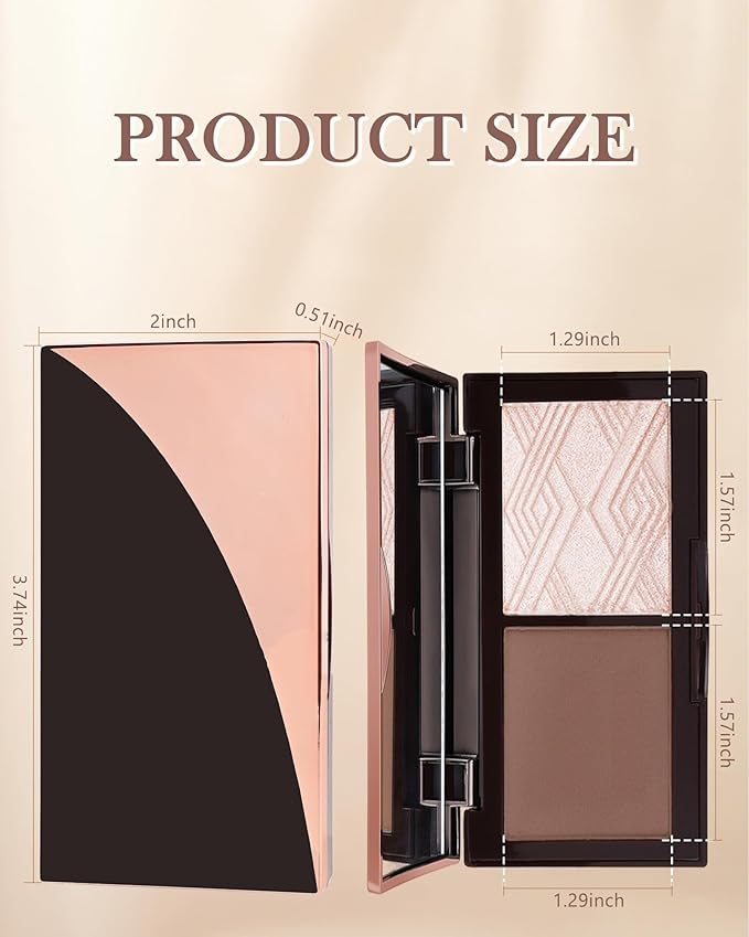 Matte Blush Powder Palette-2Colors Cruelty-Free Buildable Facial Cheek Blusher Pressed Powder Light Luxury Blush Contour Palette for Face,Longlasting Makeup Palette,Women's Day Gift for Women-04