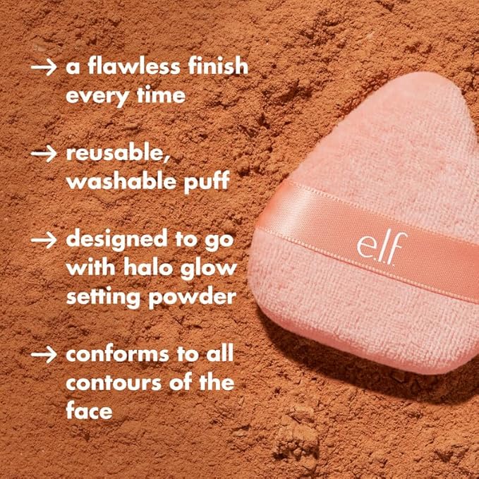 e.l.f. Halo Glow Powder Puff, Soft, Reusable Powder Puff For Applying Loose Or Pressed Powders, Easily Conforms To The Face, Vegan & Cruelty-free (Pack of 2)