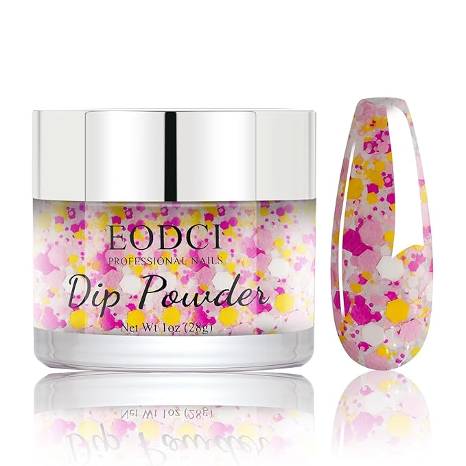 Glitter Dipping Powder, Sprinkle On Glitter Collection - Hot Pink Dip powder - No Needed UV Lamp - Long Lasting 14 Days Dip Colors - Nail Color for Professionals & At-Home DIY 1oz