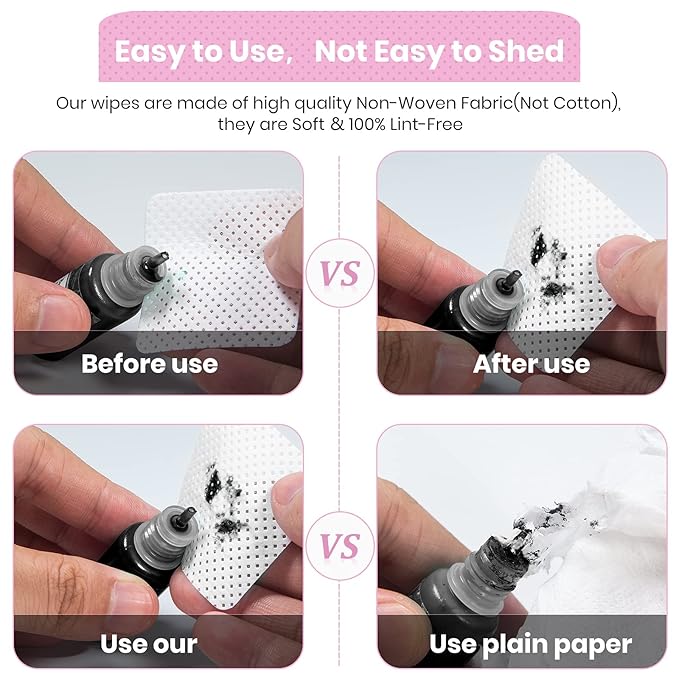 1000 PCS Eyelash Extension Glue Wipes,Lint Free Nail Wipes,Super Absorbent Soft Non-woven Fabric Adhesive Nail Polish Remover Wipe, Glue Wiping Cloth for Lash Extension Supplies and Nail Polish Bottle