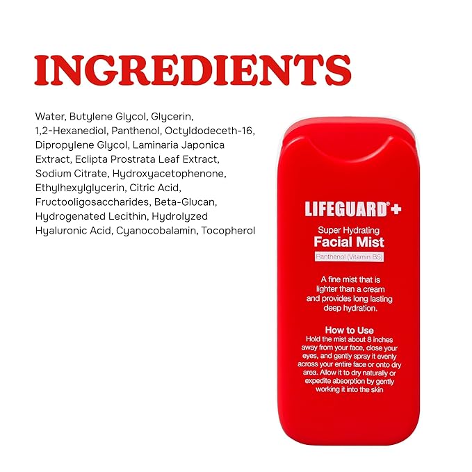 Lifeguard Super Hydrating Facial Mist - Vitamin B Infused, Face Mist Hydrating Spray for All Skin Types, Light-weight Face Moisturizer - 1.25 fl. oz.