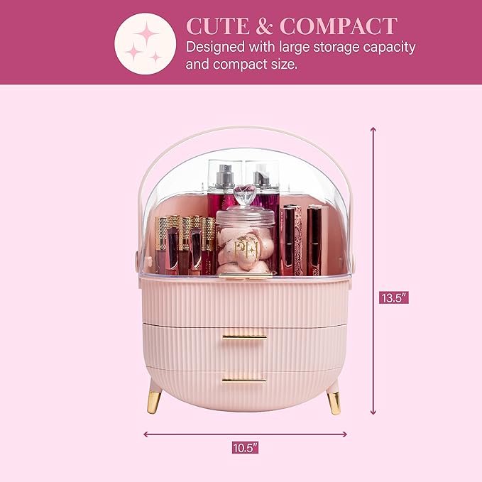 Paris Hilton Makeup Storage Organizer with Lid, Standard, Pink