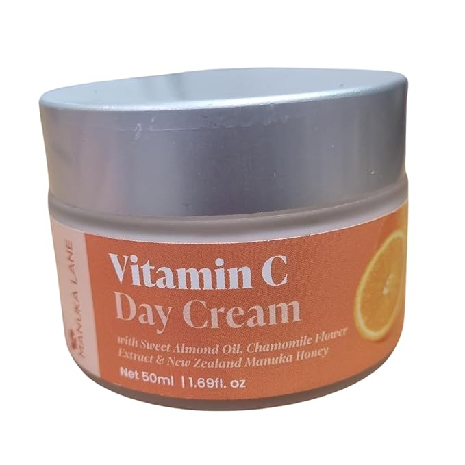 Vitamin C Day Cream for Face and Neck with Chamomile Flower Extract, Manuka Honey & Sweet Almond Oil | Plant Based Formula | Carefully formulated to keep your skin young and healthy!