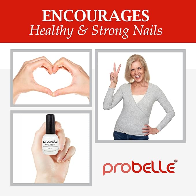 Probelle Nail Hardener Formula 1 - Repair Damaged Nails, Extra Strong Nail Growth Base Coat For Brittle Nails, Grows and Strengthens Soft, Weak Nails, Aids Splitting, Breaking, Peeling Nails