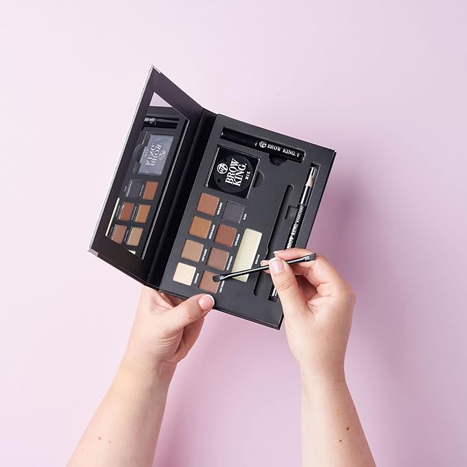 W7 Brow King Ultimate Eyebrow Kit - Shape, Define & Groom Palette - Professional Makeup Set