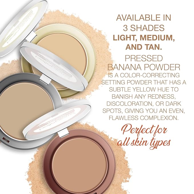 bellapierre Pressed Banana Setting Powder | Lightweight Color Corrector | Eliminates Dark Under Eye Circles & Redness | Talc-Free Powder | Compact Matte Banana Powder - Tan - 0.28 Oz