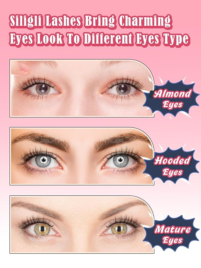 Eyelashes Natural Cat Eye Lashes 16mm Flase Eyelashes Flared Strip Lashes Fluffy False Lashes That Look Like Extensions C Curl Wispy Lashes Siligli Soft Lashes Pack 7 Pair