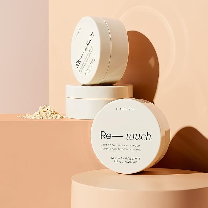 HALEYS Flawless Finish Set (Light Medium): Re-touch Soft Focus Loose Setting Powder, Skin Perfecting, Blurs, Smooths, No flashback, for All Skin Types and Tones,Streak-free, Perfect Blending