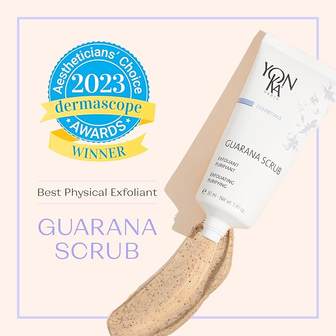 Yon-Ka Guarana Facial Scrub 50ml | Gentle Facial Detoxifying Scrub with 2 Sizes of Granules | Rice Microbeads and Guarana | Cleanses, Polishes and Purifies | Normal to Oily Skin | 98% Natural Origin