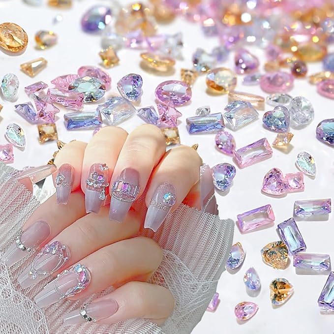 100pcs Colorful Zircon Mini Nail Rhinestones Clear Rhinestones for Nails Design 3D Nail Charms and Gems for Crafting Rhinestone Kit Fingernail Diamonds Nail Art Crystals Women Manicure Decor Gemstones
