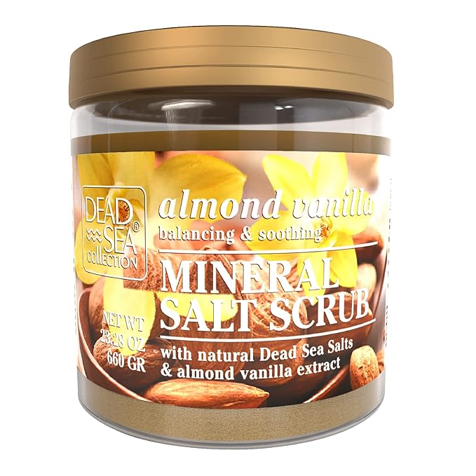 Bundle-Dead Sea Collection Salt Body Scrub -2 X Large 23.28 OZ -Body Scrub Almond Vanilla+ Body Scrub Lavender - Exfoliating Effect - Includes Organic Essential Oils and Natural Dead Sea Minerals