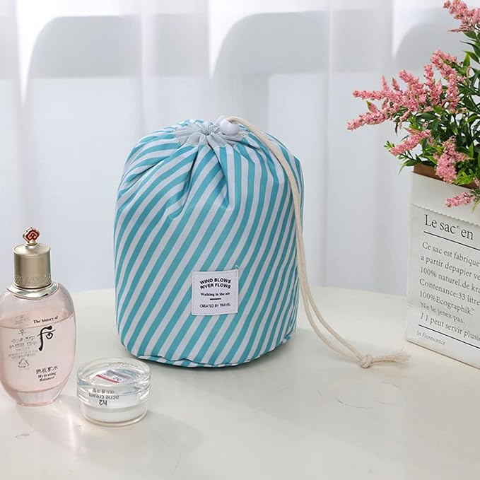 INVODA Cosmetic Bag for Women Drawstring Makeup Bag Portable Travel Toiletry Bag Multifunctional Waterproof Make Up Bucket Bag