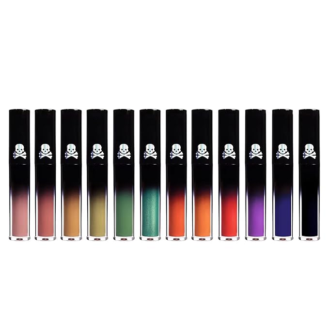 R.Y.M 4Pcs lip gloss green colorful gothic style lipstick long lasting red high pigment matte liquid goth lip sticks sets makeup for women