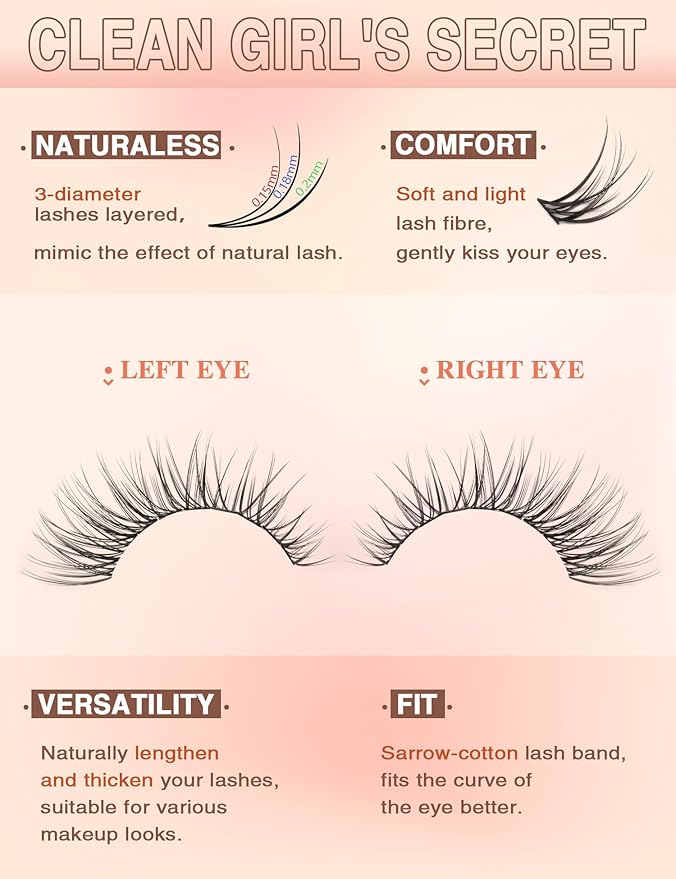 Lash Clusters Kit Wispy Eyelash Clusters Kit DIY Lash Extension Kit Natural 195pcs Cluster Eyelash Extensions Kit C Curl Individual Lashes 9-16mm Lashes Clusters Kit