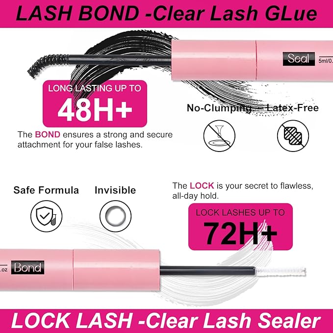 Lash Clusters Kit Fluffy Individual Lashes D Curl Cluster Eyelash Extensions 10-18mm DIY Lash Extension Kit Lash Bond and Seal Waterproof, Lash Applicator, Wispy-Kit