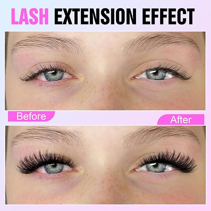 Pawotence Lash Clusters 280pcs Individual Lashes Cluster Eyelash Extensions 50D 9-16mm Mix Eyelash Clusters Lash Extension for Self Application at Home (50D, 0.07D, 9-16mm)