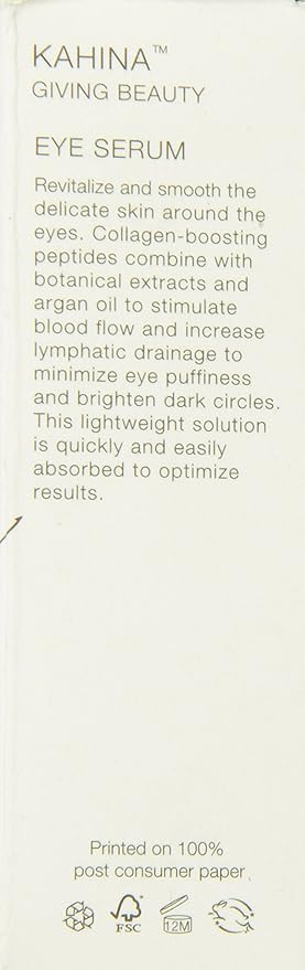 Kahina Eye Serum for Dark Circles, Eye Bags, and Puffiness - 0.5 fl oz - Light, Fast-Absorbing Under Eye Serum Reduces Fine Lines and Wrinkles - Anti Aging Serum Manufactured in the USA