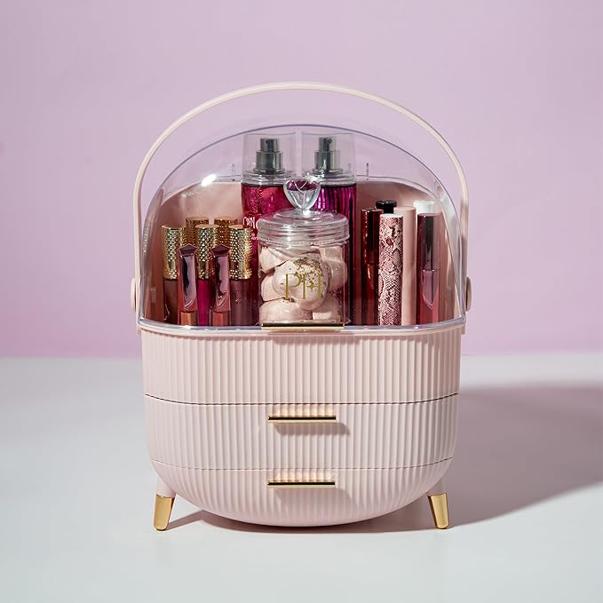 Paris Hilton Makeup Storage Organizer with Lid, Standard, Pink