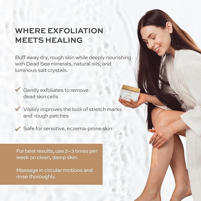 ARIANNA-SKINCARE Ultra Exfoliating Body Treatment Dead Sea Salt Body Scrub Natural Moisturizing and Exfoliating Scrub for Nourishing Essential Skin Care (Milk & Honey)
