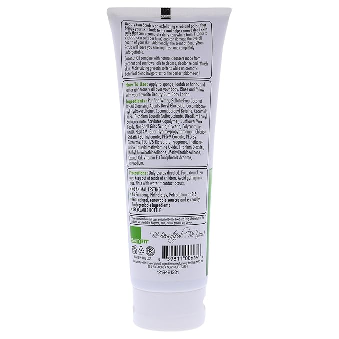 BeautyBum Scrub Exfoliating Body Scrub and Polish - Tranquil Green Tea by BeautyFit for Women - 8 oz Scrub