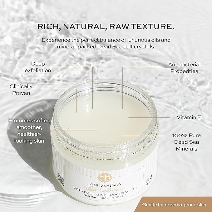 ARIANNA-SKINCARE Ultra Exfoliating Body Treatment Dead Sea Salt Body Scrub Natural Moisturizing and Exfoliating Scrub for Nourishing Essential Skin Care (Milk & Honey)