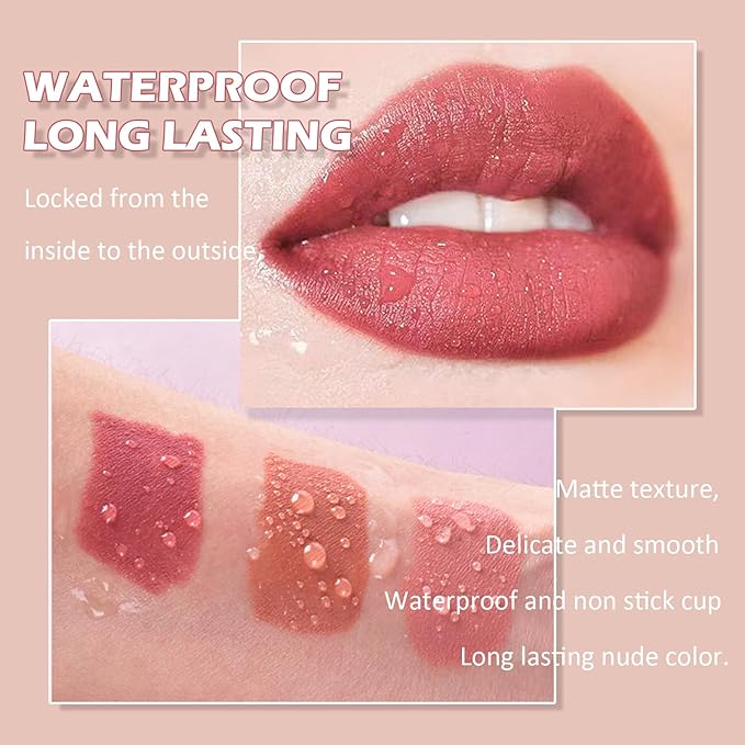 Press Lipstick Set,3 Colors Natural Matte Velvet Air Moisture Smooth Crayon Lip Gloss,Waterproof&Long Lasting Lipstick Pen for Women Makeup,Vivid Color (Set A)