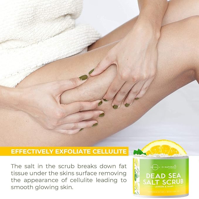 O Naturals Lemon Scrub & Grapefruit Exfoliating Dead Sea Salt Scrub Bundle 18 Ounce Each.