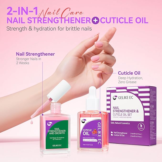 Natural Nail Growth & Oil Kit: Rose & Pomegranate Nail Care Set - Deep Repair for Damaged Nails - Rich Winter Scent - Cruelty-Free Vegan Formula