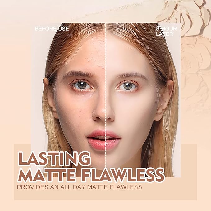 SACE LADY Full Cover Liquid Concealer and Face Pressed Compact Powder Makeup Set, Flawless Lasting Oil Control Face Makeup Kit 2Pcs