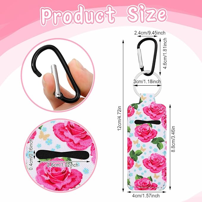10Pcs Chapstick Holder Key Chain Lip Balm Holder Keychain Portable Lip Gloss Keychain Pocket Keychain Stocking Stuffers Gift for Women