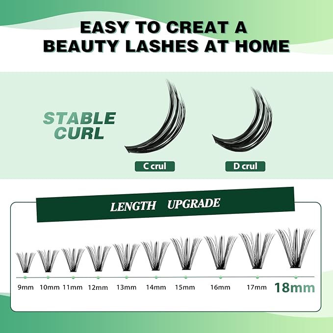 Lash Clusters 300pcs Individual Lashes 40D 0.07C Curl 9-18MIX DIY Eyelash Extension KEYYOU Large Tray Volume Soft&Natural Cluster Lashes(40D-0.07C,9-18MIX), 1.0 Count